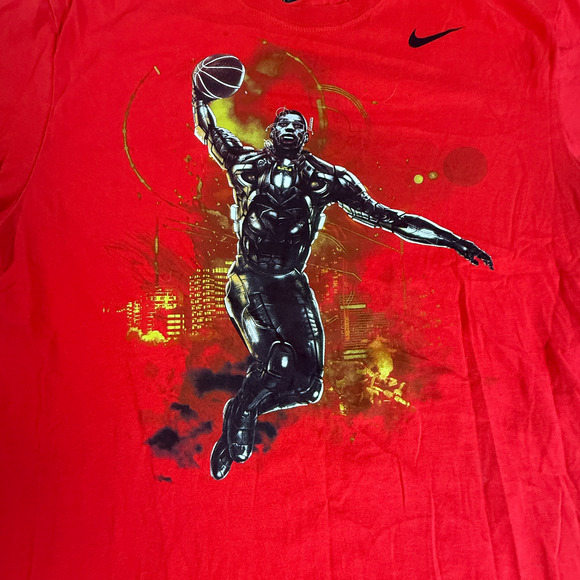 Nike LeBron Dri-Fit Red Basketball Tee Cyber Dunk Graphic Shirt Size Large - Picture 5 of 9